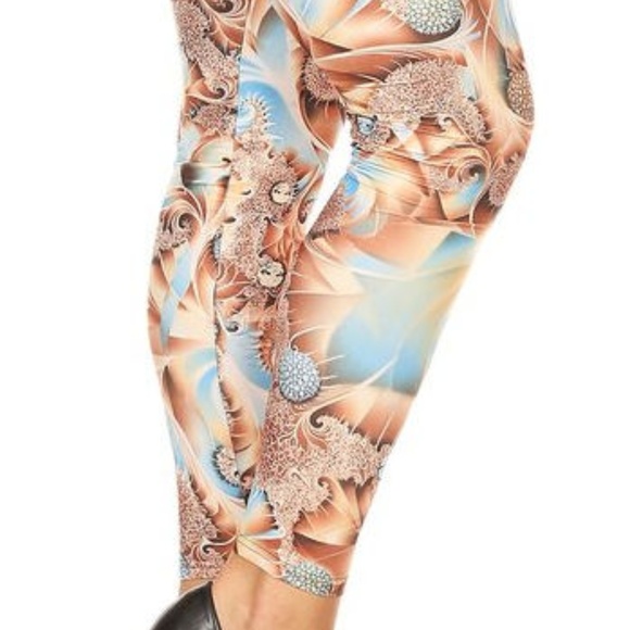 2/$25 FASHION ABSTRACT SOFT LEGGINGS SLIM PANTS - Picture 5 of 5